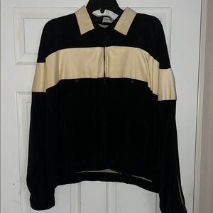 Vintage Sam Pierre 100% Crepe Silk Leather Accent Jacket